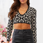 Free People 🍁 Finders Keepers Black and White Fitted Crop Top Photo 0