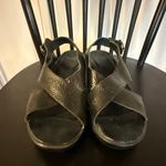 Dansko Jacinda slingback black leather cross strap wedge sandals 38/8 Photo 3