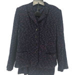 Lafayette 148 New York Tweed Blazer Skirt Suit Navy Multi Color Size 14 Size 16 Blue Photo 0