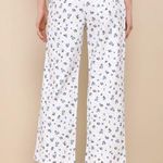 Lulus NWT Everyday Personality Ivory Floral Print Twill High Rise Pants Photo 3
