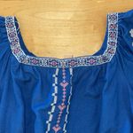 Cupcake and Cashmere Boho Embroidered Cotton Linen Mini Dress Blue Medium Photo 6