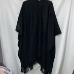 Avenue  OSFM WOMENS BLACK GOLD METALLIC THREADS OPEN FRONT WRAP FRINGE BOTTOM EUC Photo 6