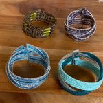 Silver Metal Glass Beads Memory Wire Twisted Bead Band Cuff Bracelet Multiple Photo 0