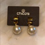 Chico's  Women Gold‎ Tone Faux Pearl Arie Dangle Drop Earring NWT Photo 1