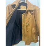 Vintage Walter Leather Co. Made in Mexico Leather Cognac Biker Jacket Sz S Brown Photo 2