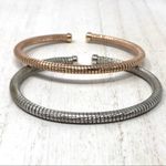 Sterling Silver minimalist textured cuff set, made in Italy - NWOT Photo 4