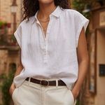 J. Crew Baird McNutt Irish Linen Capitaine Button Down Blouse Shirt White Size M Photo 0