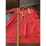 Natori  embroidered Cotton Poplin knee length long sleeve Shirtdress orange M Photo 6