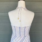 SUBOO “Giselle” Shirred Strapless Metallic Striped Midi Dress Photo 8