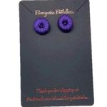 New purple crochet button earrings metal stud retro earrings crochet button Photo 0