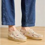 Clarks  Wallabee Boot Lace Up Chukkas In Taupe Floral Embroidery Size 8.5 Anthro Photo 1