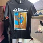 Mexican bingo loteria la borracha drunk lady novelty short sleeve tee Black Photo 3