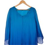 Tahari Blue Teal Ombre Chiffon Cape Overlay Shift Dress size 8 Photo 5