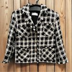 Marlo Coutre Thread Textured Knit Jacket Fringe Size M/L Black Size L Photo 1