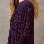 The Great ππ The Merry Dress ~ Navy Blue Velvet Burnout Polka Dot Midi M NWT Photo 3