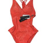 La Blanca New $130 Island Palm Macrame Back One Piece swimsuit S 4 Photo 0