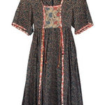 T6 Vintage PJ Walsh New York Floral Paisley Boho Prairie Midi Dress Women's Black Size undefined Photo 0