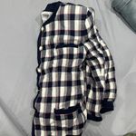 Amanda Smith Vintage Navy pink and white checkered blazer cardigan with shoulder pads  Photo 3