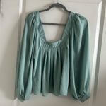 ASOS DESIGN Square Neck Top With Blouson Sleeve in Sage Photo 7