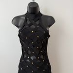 Bebe  Black Studded Caged Bandage Bodycon Halter Neck Dress sz S petite Mob Wife Photo 1