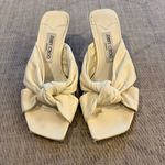 Jimmy Choo  Avenue 50 Cream Leather Mules with Knot Detail Kitten Heel 38.5 Photo 3