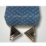 Avon Vintage Gold Tone Grooved Triangular 1” Pierced Post Earrings Photo 1