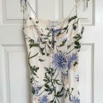 Reformation  Emely Dress Midi Length Serenity Ivory Lilac Floral Lace Up French Photo 5