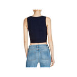 Maje  Trend Ribbed Top Chevron Summer Sleeveless Top Navy Blue Size 3 Photo 1