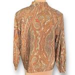 Vintage Cricket Lane Shirt Brown Paisley Copper Button Front Exaggerated Collar Tan Size 16 Photo 4