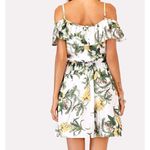 ✨ HP✨V Neckline Open Shoulder Floral Print Dress✨ White Size L Photo 3