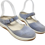 Lands' End  Suede Mary Jane Flats Slip On Shoes Round Toe Light Blue Size US 7 B Photo 0