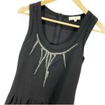 Anthropologie Eyedoll Black Beaded Sleeveless Dress Sz 38 (S) Ruffle Hem Relaxed Fit Photo 1
