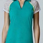 Swingdish Women's Athleisure Sporty Chic Golf Collar Top Lace Detail NWT S Blue Photo 0