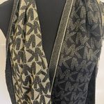Michael Kors  Gold Black Metallic Monogram MK Logo Scarf Women’s NEW Photo 3