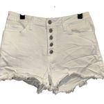 Just Black Shorts Womens‎ Size 29 White High Rise Button Fly Frayed Hem Photo 0