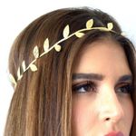 Free People Gold Wire Leaf Elastic Headband Photo 2