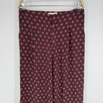Anthropologie  Wide Leg Pants Size 4 Maroon Print Boho Flowy Casual Artsy Photo 3