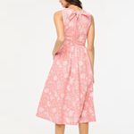 J.Crew New  Vivid Coral Floral Tie Neck Midi Dress Size 10 Photo 6