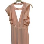Fame and Partners  Blush Pink‎ Jumpsuit Flutter Sleeve V Neck Size 8 Wide Leg Photo 4