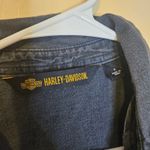 Harley Davidson Motorcycles Size Small Womens Sleeveless Jean S Button Down Top Blue Photo 2
