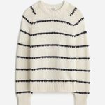 Madewell Textured Cotton Crewneck Sweater in Bright Ivory Navy Stripe, Large Photo 4
