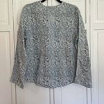 Willi Smith  100% linen blue paisley long sleeve blouse large Photo 3