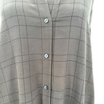 Eileen Fisher  Twill Plaid‎ Mandarin Collared Shirt Dress Tunic Gray Size Medium Photo 4