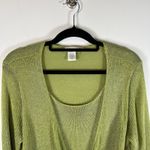 Coldwater Creek Green Tie Front Sweater Linen Cotton Size M Y2K 90s Friends Photo 1