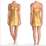 Free People  Goldie Mini Leather Dress Gold Size 6 Photo 2