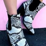 Bamboo Snakeskin Chunky Heel Slip on Bootie Photo 0
