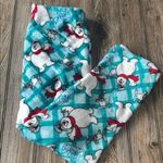 Frosty the snowman lounge pants Cozy Pajamas Snowman Print small fleece plush Blue Photo 0
