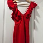 Selfie Leslie Pearl Ruffle Strap High Low Hem Dress Red XS Photo 7