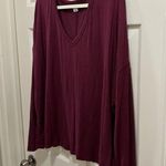 Old Navy vneck long sleeve relaxed shirt maroon size XXL Photo 3