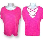 Tek Gear  Athletic Short Sleeve Criss Cross Back Tee Workout Tshirt Hot Pink M Photo 1